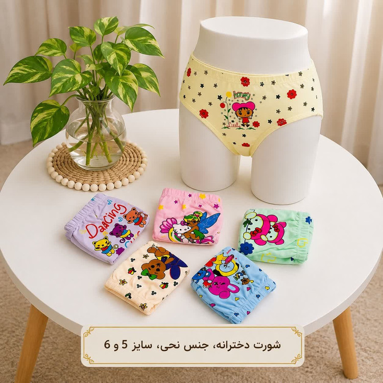 شورت اسلیپ دخترانه جلو چاپ سایز بزرگ